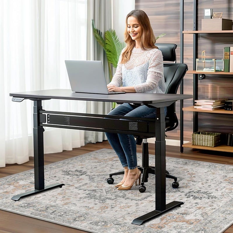 BESBLEE 48"x60" Office Chair Mat for Hardwood Tile Floor, Under Desk Carpet Protector for Rolling Computer Chair Mat, Machine Washable Area Rug, Anti-Slip 1/5" Thick Low Pile Thin Vinyl Floor Mat, Taupe - Image 2
